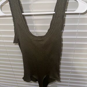 Olive Ribbed Bodysuit
